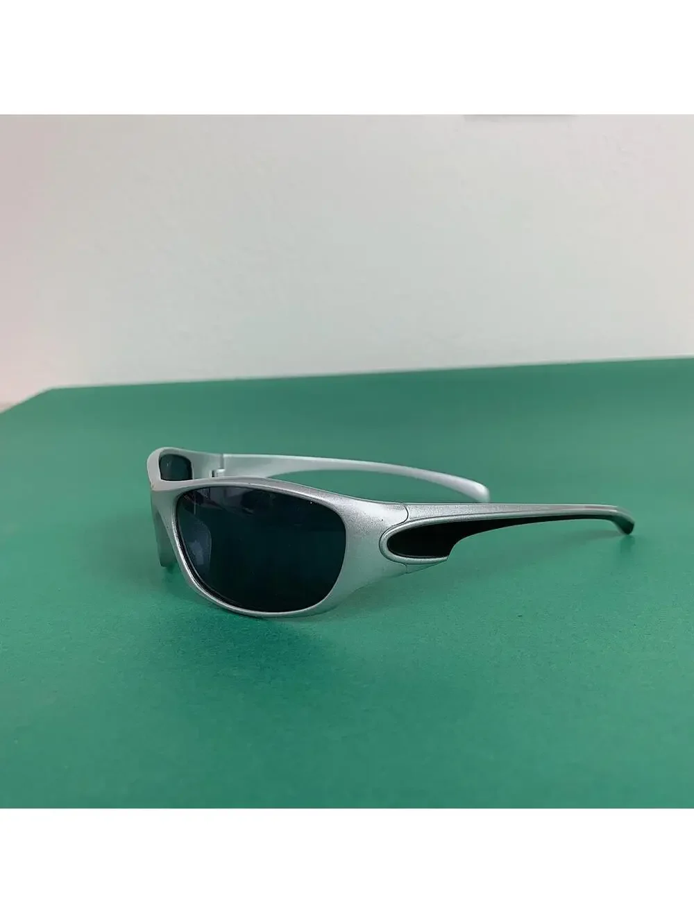 Vintage Y2K Cyber Futuristic Black Silver Sunglasses